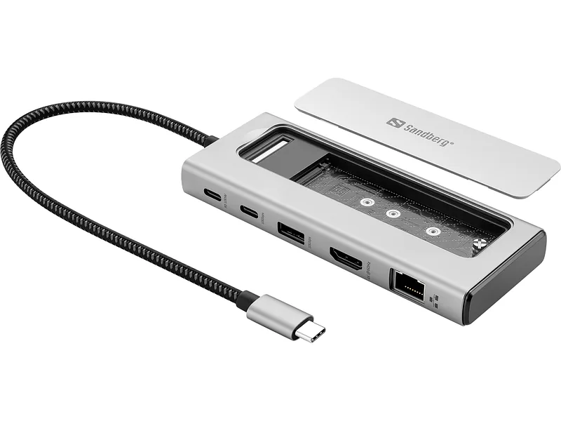 Sandberg 136-82 sülearvuti dokk ja pordireplikaator Juhtmega ühendatud USB 3.2 Gen 2 (3.1 Gen 2) Type-C Hall