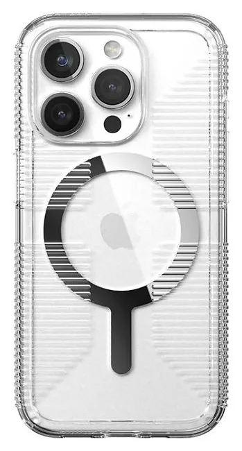 Speck Gemshell Grip + MagSafe do iPhone 15 Pro (Clear / Chrome Finish)