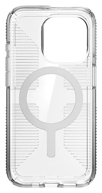 Speck Gemshell Grip + MagSafe do iPhone 15 Pro (Clear / Chrome Finish)