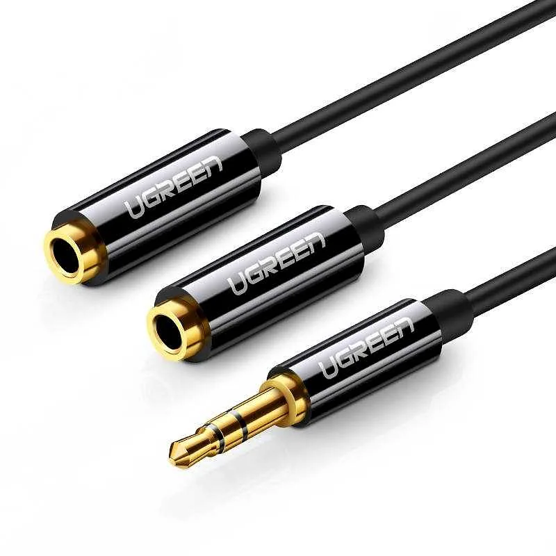 Ugreen AV123 AUX audio splitter 3.5mm jack cable 25cm Black