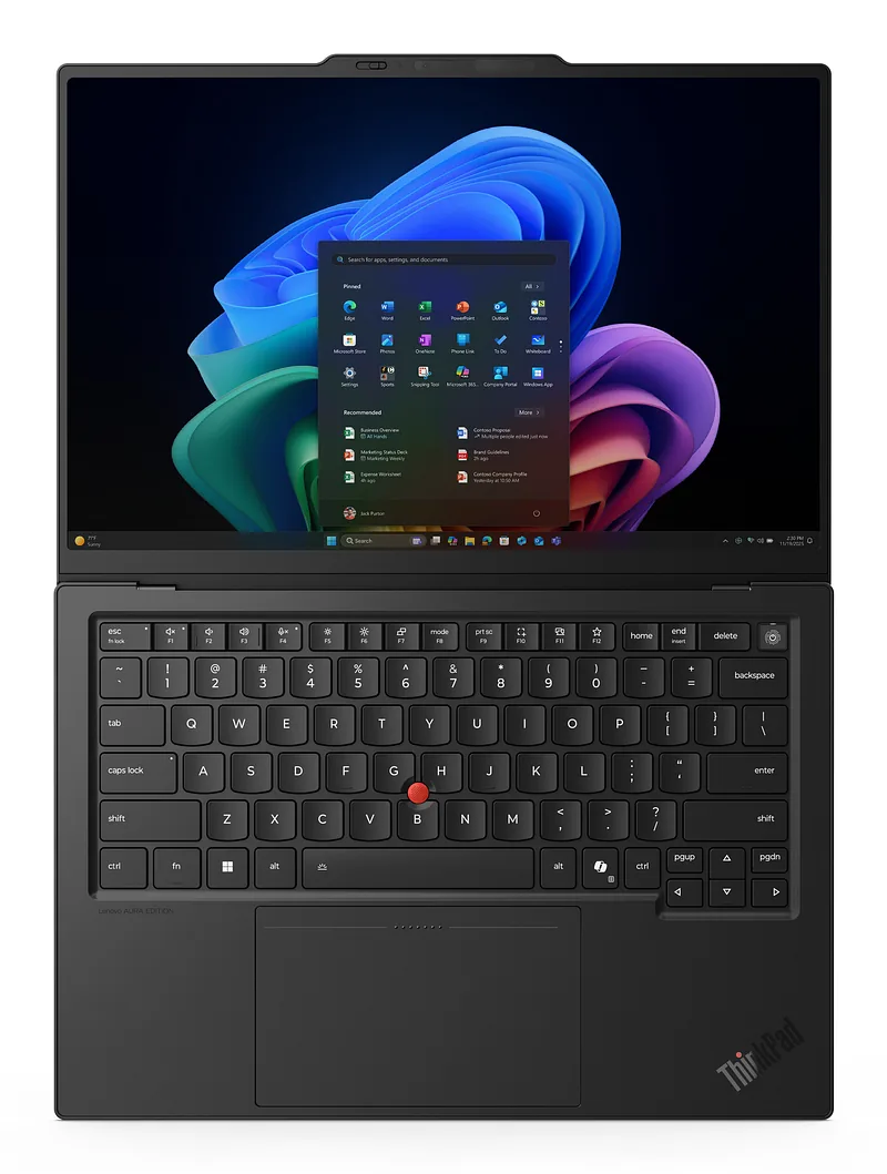 Lenovo ThinkPad X1 Carbon Gen 14 Aura Edition Copilot+ PC Intel Core Ultra 5 325 Sülearvuti 35,6 cm (14″) Puutetundlik ekraan WUXGA 32 GB LPDDR5x-SDRAM 512 GB SSD Wi-Fi 7 (802.11be) Windows 11 Pro Põhjamaad Must