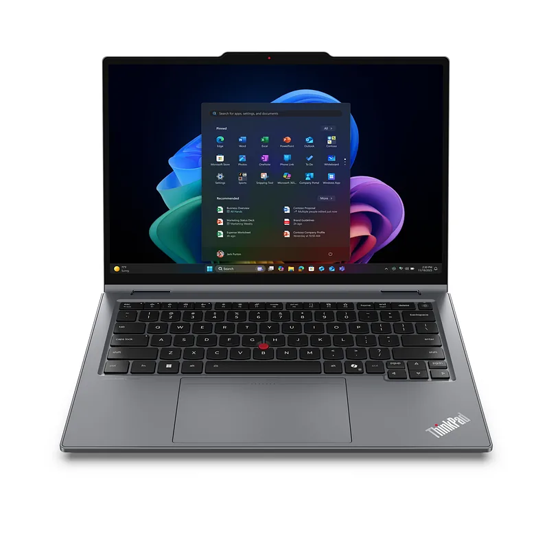 Lenovo ThinkPad X1 2-in-1 Gen 11 Aura Edition Copilot+ PC Intel Core Ultra X7 368H Hübriid (kaks ühes) 35,6 cm (14") Puutetundlik ekraan 2.8K 64 GB LPDDR5x-SDRAM 1 TB SSD Wi-Fi 7 (802.11be) Windows 11 Pro Põhjamaad Hall