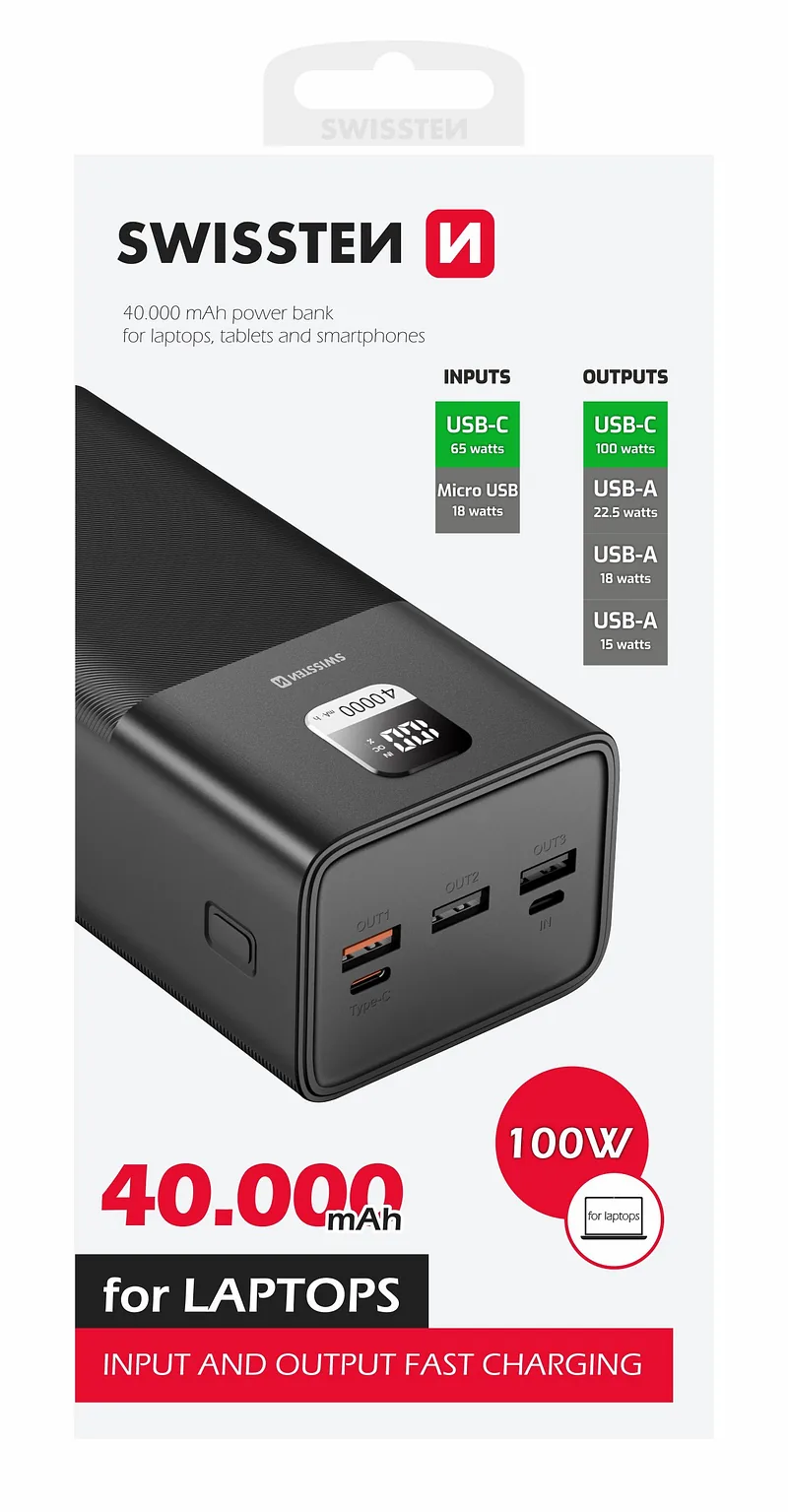 Swissten Power Line Power Bank 40 000 mAh 100W