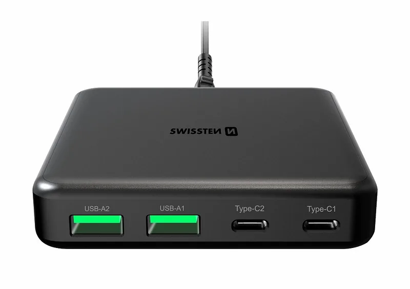 Swissten Desktop GaN Charger 2x USB-C / 2x USB / 65W