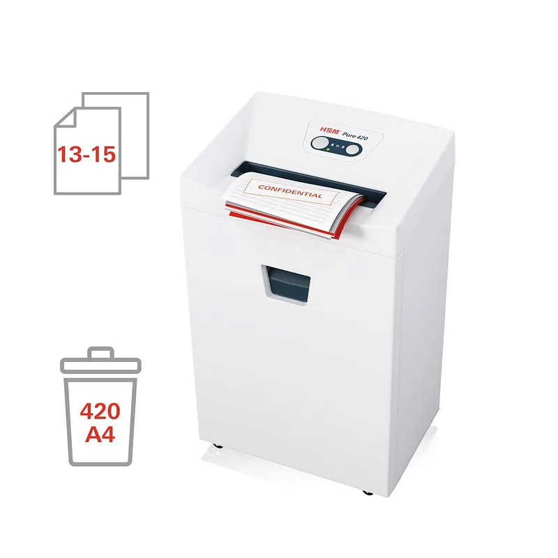 HSM Pure 420 document shredder, 4.5 x 30 mm