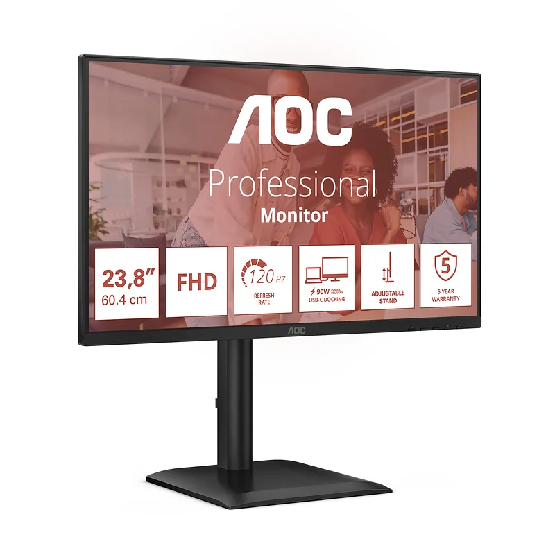 AOC E4 24E4CV PC lamekuvar 60,5 cm (23.8″) 1920 x 1080 pikslit Full HD LED Must