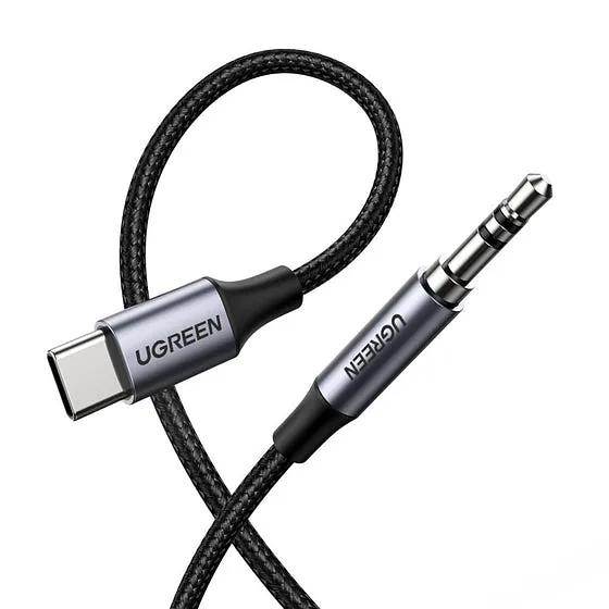 Ugreen 30633 audiokaabel 1 m 3.5mm USB tüüp-C Must, Hõbe