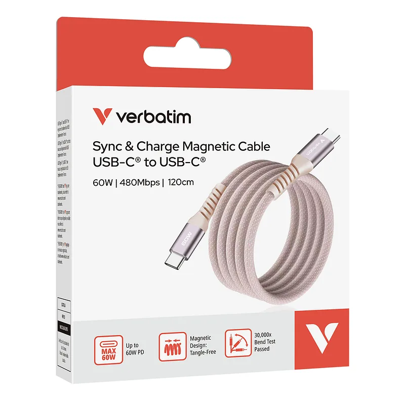 Verbatim 31853 USB-kaabel USB 2.0 1,2 m USB C 0,48 Gbit/s 60 W Roosa