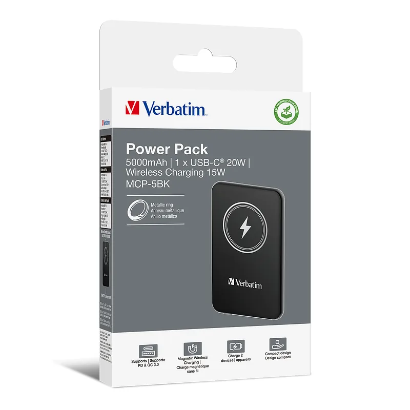 Verbatim Charge ‘n’ Go Liitiumpolümeer (LiPo) 5000 mAh Traadita laadimine Must