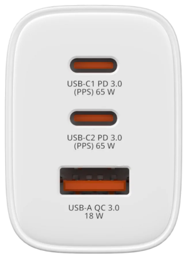 Charger Verbatim Essentials GaN Wall Charger 65W 3 Port White