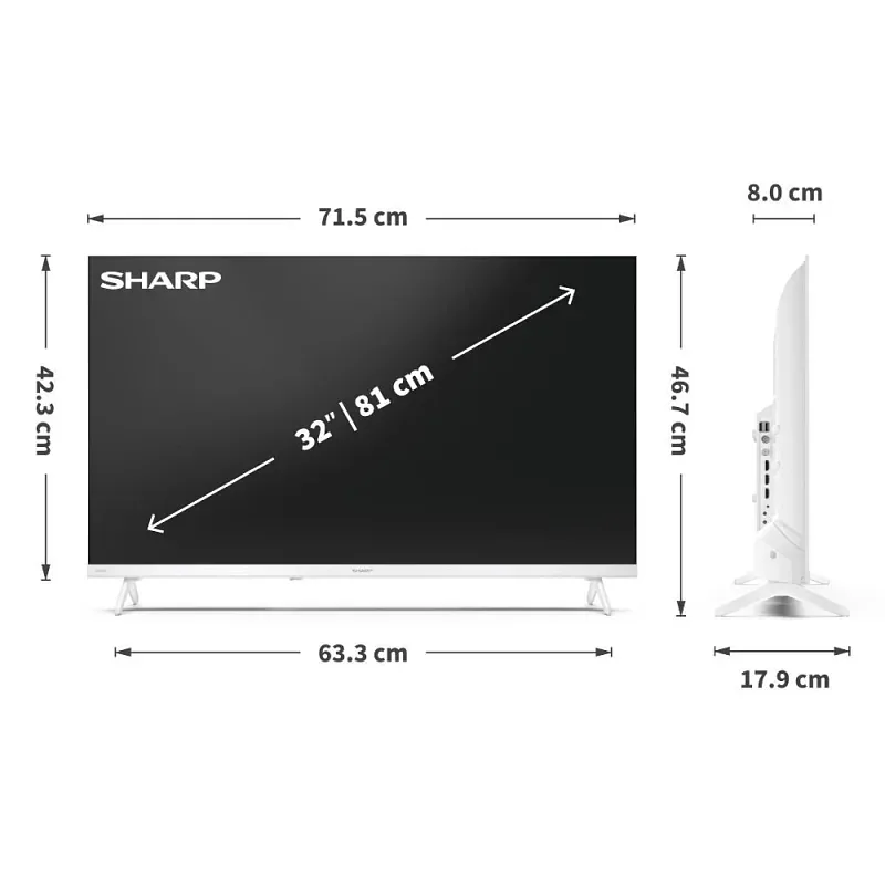 Sharp LC-32HF2265EW 81,3 cm (32″) HD Nutiteleri funktsioon WiFi Valge