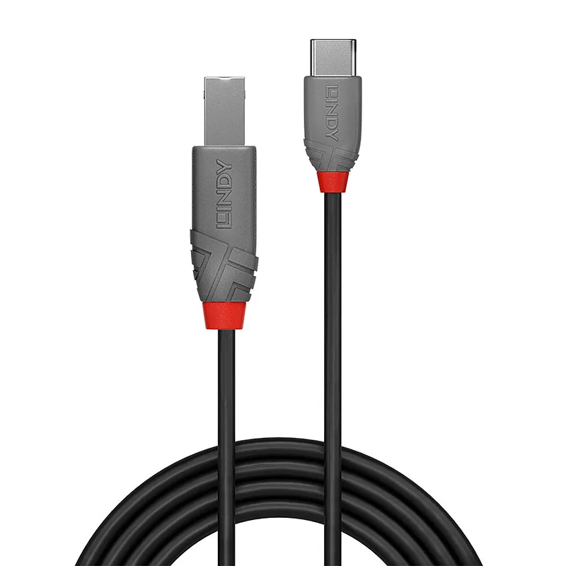 Lindy 36942 USB-kaabel USB 2.0 2 m USB C USB B Must
