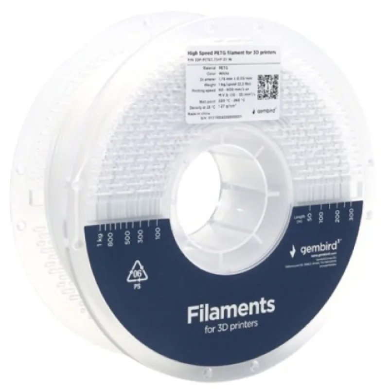 3D Printing Elements Gembird PETG White 1.75mm 1kg