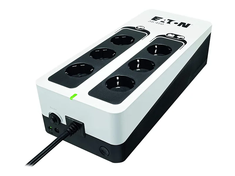 Eaton 3S Gen2 UPS DIN, 450 VA, 270 W, Input: Schuko, Outputs: (3) Schuko, (3) Schuko surge only, Tower, 3S450D