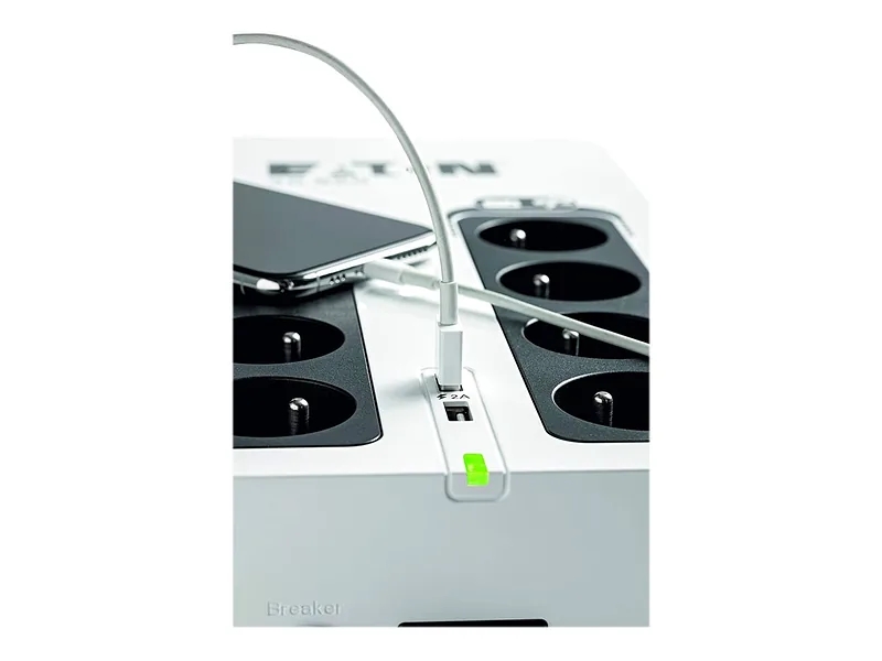 Eaton 3S Gen2 UPS DIN, 450 VA, 270 W, Input: Schuko, Outputs: (3) Schuko, (3) Schuko surge only, Tower, 3S450D