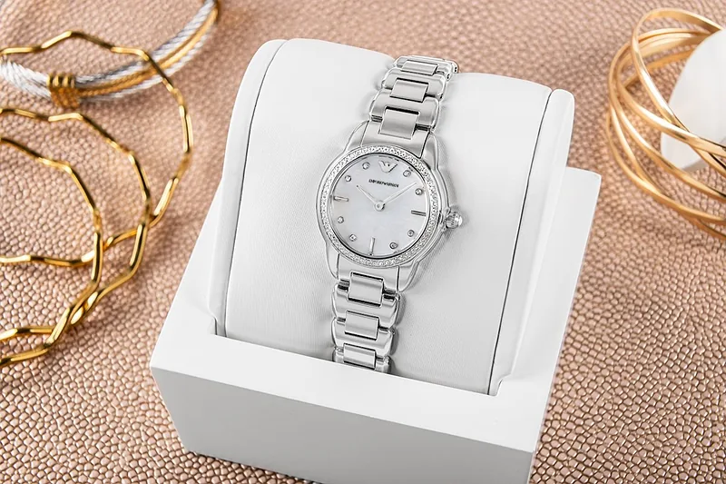 Emporio Armani Mia Women’s Watch 26mm Silver Mother Of Pearl Dial Stainless Steel Bracelet