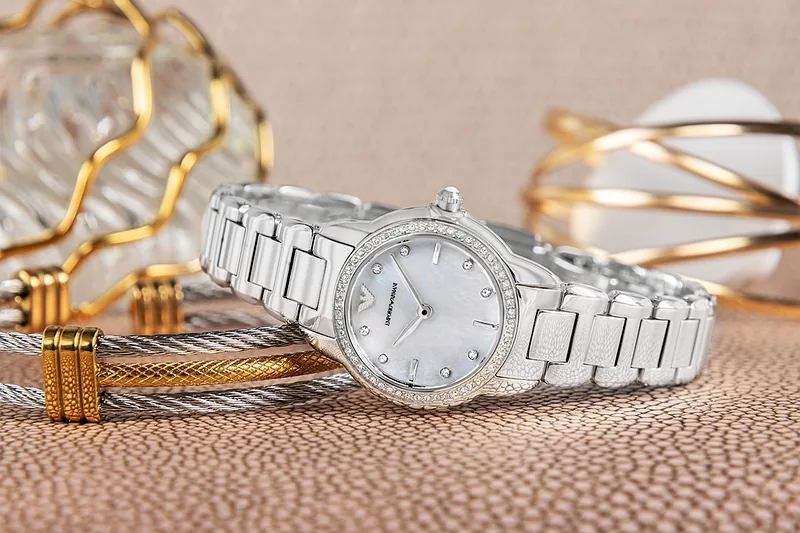 Emporio Armani Mia Women’s Watch 26mm Silver Mother Of Pearl Dial Stainless Steel Bracelet