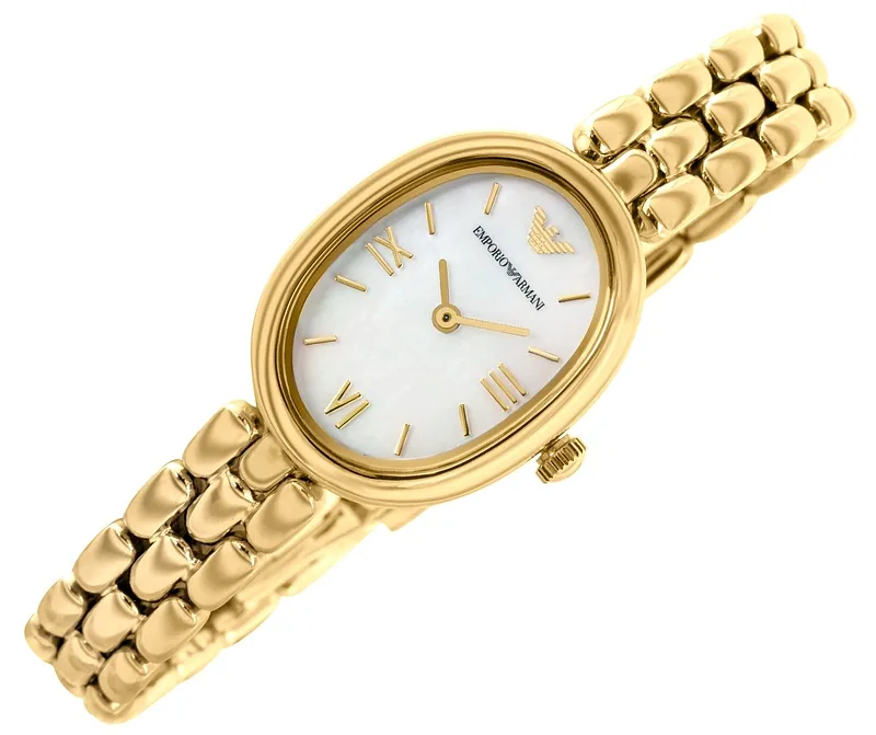 Emporio Armani Synfonia Women’s Watch 22mm Gold Tone Stainless Steel Mother Of Pearl Dial