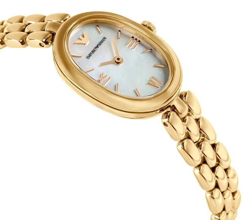 Emporio Armani Synfonia Women’s Watch 22mm Gold Tone Stainless Steel Mother Of Pearl Dial