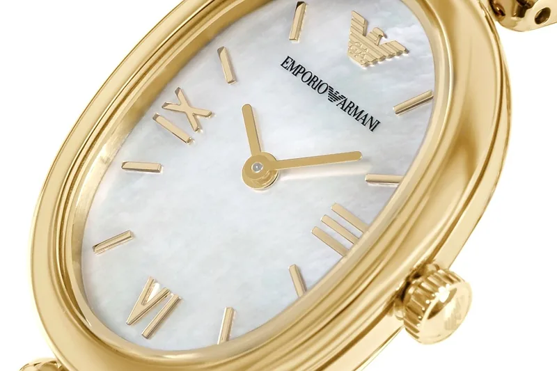 Emporio Armani Synfonia Women’s Watch 22mm Gold Tone Stainless Steel Mother Of Pearl Dial