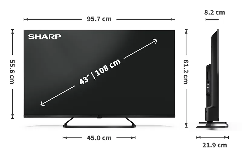 Sharp, 43HP6265E, 43, Smart TV, Google TV, UHD, Black