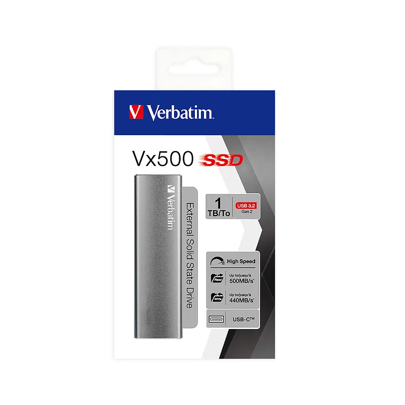 Verbatim Vx500 1 TB USB tüüp-C 3.2 Gen 2 (3.1 Gen 2) Hõbe