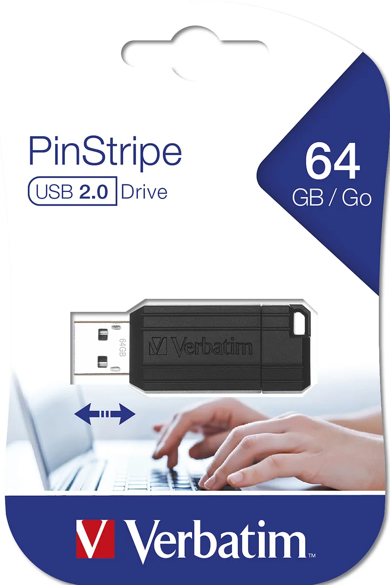 Verbatim PinStripe USB-välkmälu 64 GB USB tüüp A 2.0 Must