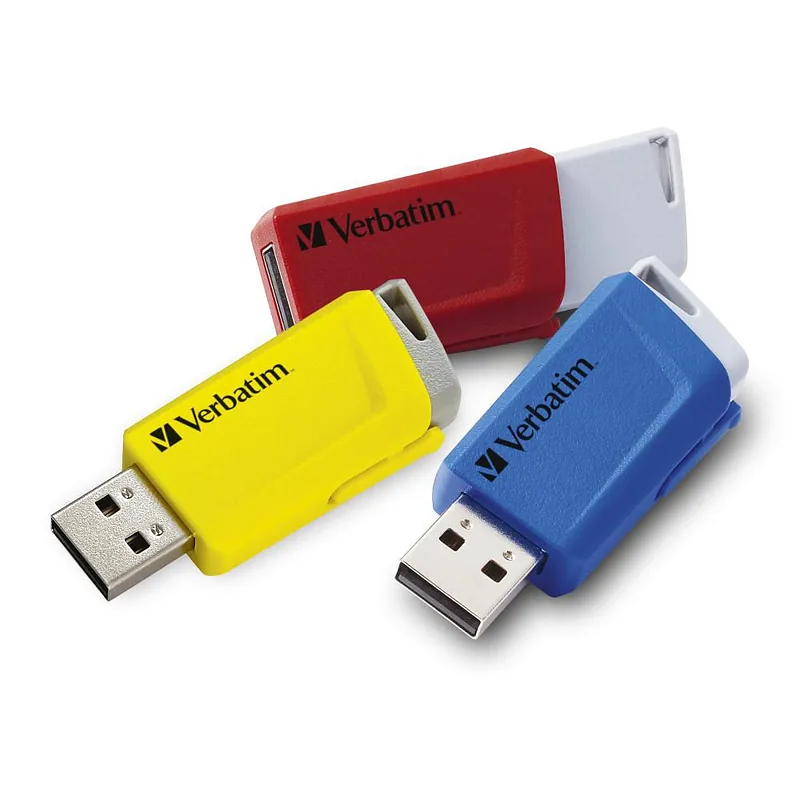 Verbatim Store ‘n’ Click USB-välkmälu 16 GB USB tüüp A 3.2 Gen 1 (3.1 Gen 1) Sinine, Punane, Kollane