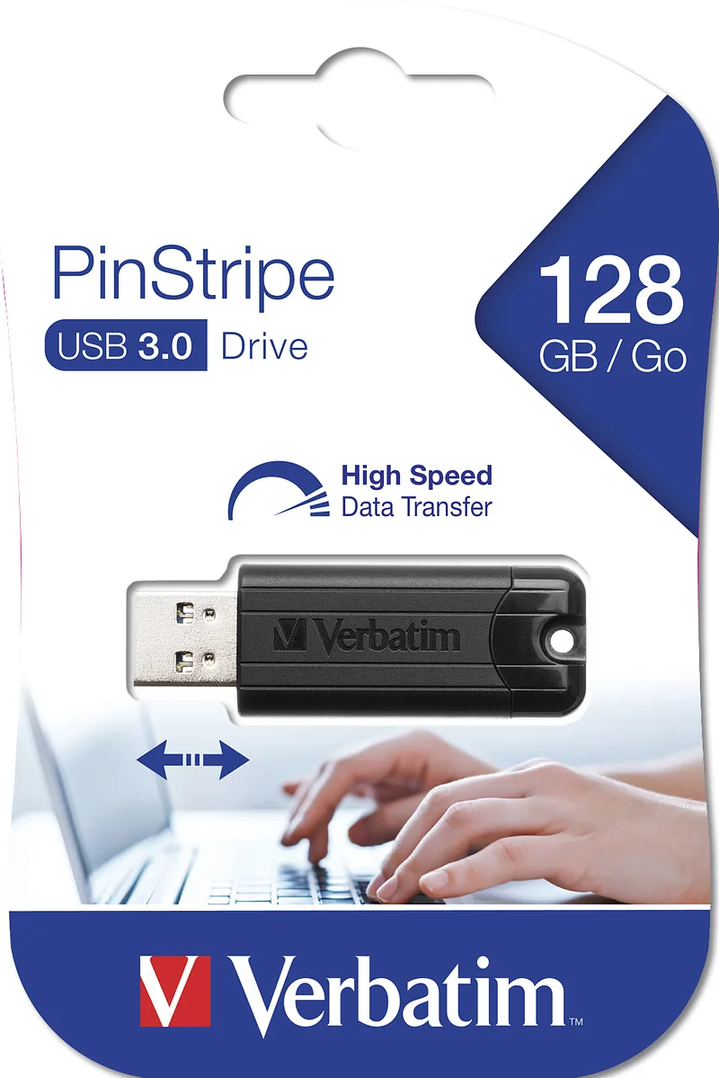 Verbatim PinStripe USB-välkmälu 128 GB USB tüüp A 3.2 Gen 1 (3.1 Gen 1) Must