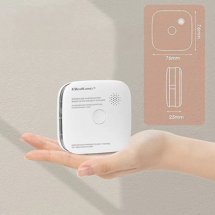 Qoltec 52579 Wireless smoke detector with battery | Tuya | Wi-fi | sensor service life 10 years | alarm 85dB | LED