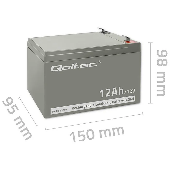 Qoltec 53049 AGM battery | 12V |  12Ah