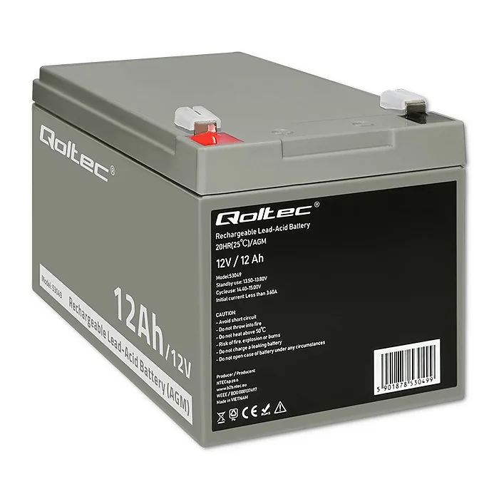 Qoltec 53049 AGM battery | 12V |  12Ah