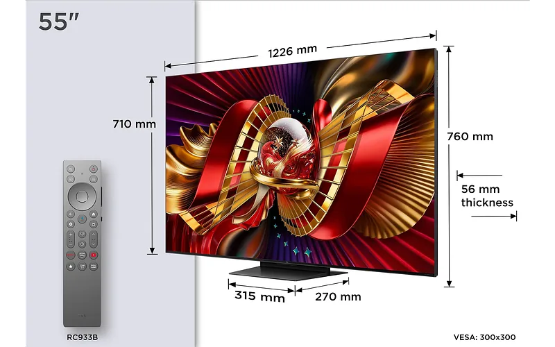 TCL C8L 55C8L teler 139,7 cm (55″) 4K Ultra HD Nutiteleri funktsioon WiFi Must 6000 cd/m²