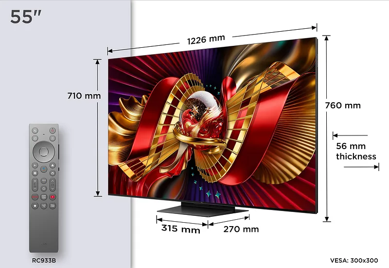 TCL C8L 55C8L teler 139,7 cm (55″) 4K Ultra HD Nutiteleri funktsioon WiFi Must 6000 cd/m²