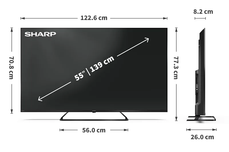 Sharp 55HP6265E teler 139,7 cm (55″) 4K Ultra HD Nutiteleri funktsioon WiFi Must