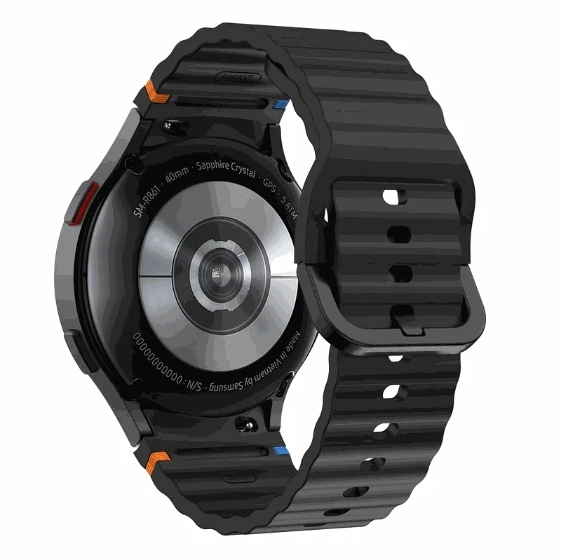 Tech-Protect Galaxy Watch 4/5/5 Pro/6/7/FE Silicone Sport Band Black