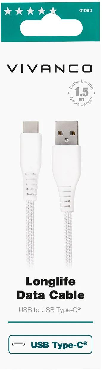 Vivanco kaabel USB-C – USB-A 1,5m, valge (61696)