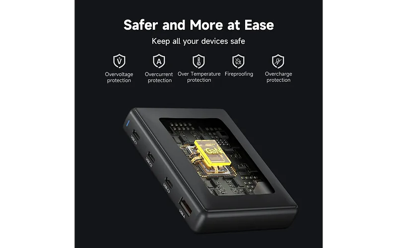 FoneKit GaN PD 140 W võrgulaadija, 3 x USB-C + 1 x USB-A, must