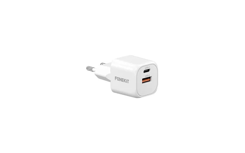 FoneKit Mini 20 W, USB-C + USB-A, valge