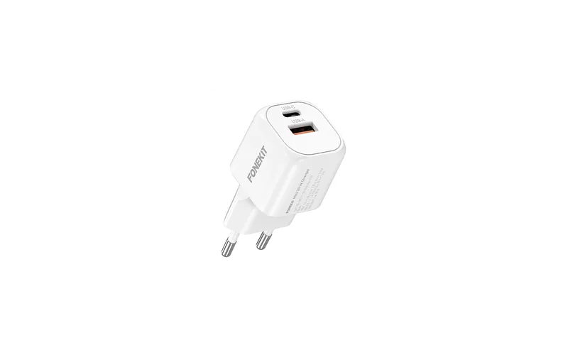 FoneKit Mini 20 W, USB-C + USB-A, valge
