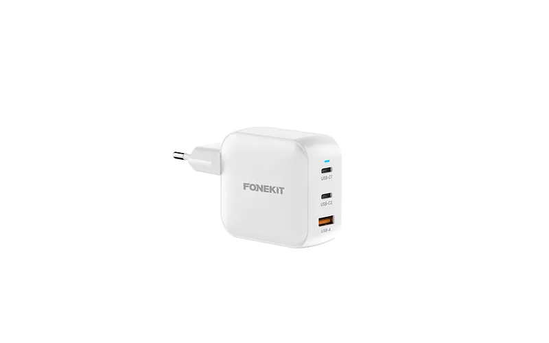FoneKit GaN PD 100W toiteplokk, USB-C + USB-C + USB-A, valge