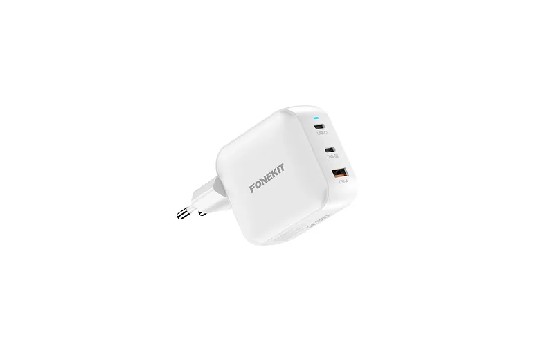 FoneKit GaN PD 100W toiteplokk, USB-C + USB-C + USB-A, valge