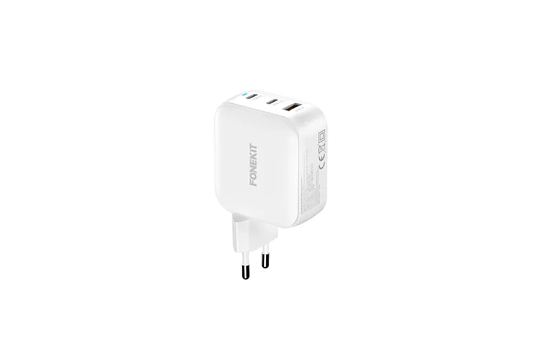 FoneKit GaN PD 100W toiteplokk, USB-C + USB-C + USB-A, valge