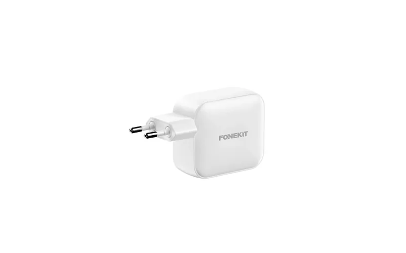 FoneKit GaN PD 100W toiteplokk, USB-C + USB-C + USB-A, valge
