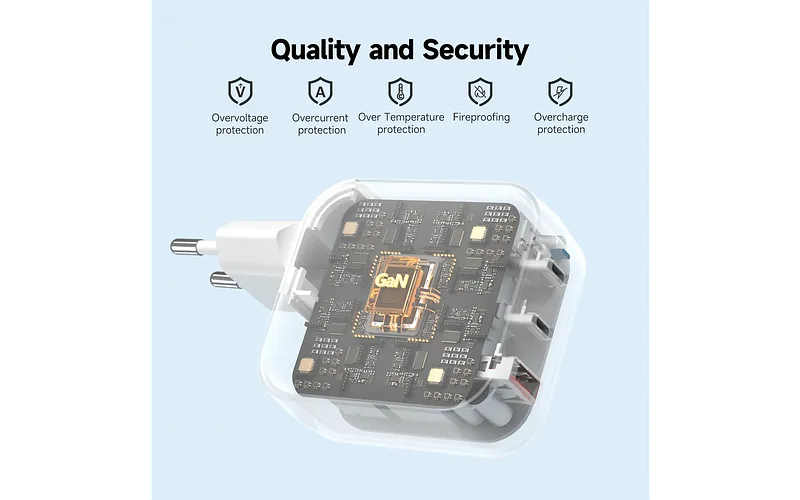 FoneKit GaN PD 100W toiteplokk, USB-C + USB-C + USB-A, valge