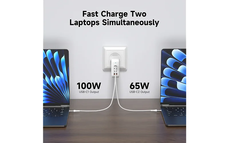FoneKit GaN PD 165W võrgulaadija, USB-A + 3 x USB-C, valge
