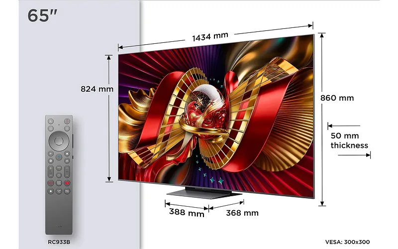 TCL C8L 65C8L teler 165,1 cm (65″) 4K Ultra HD Nutiteleri funktsioon WiFi Must 6000 cd/m²