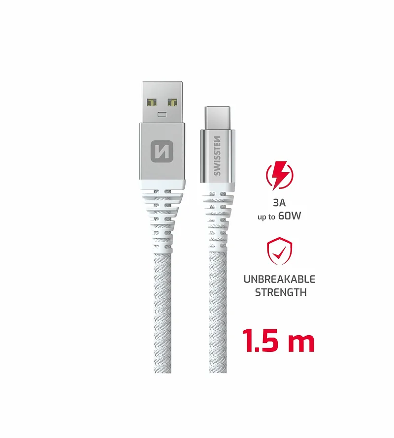 Swissten ARAMID REINFORCED USB – USB-C Data and Charding cable 1.5m
