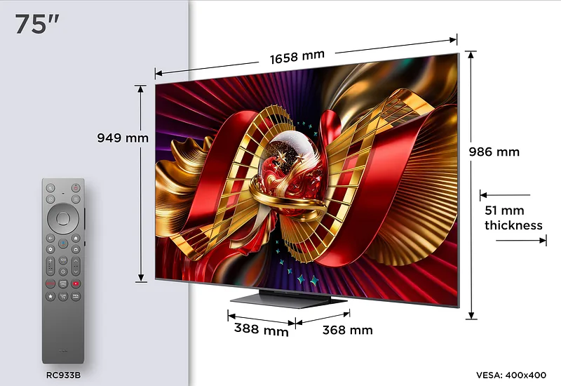 TCL C8L 75C8L teler 190,5 cm (75″) 4K Ultra HD Nutiteleri funktsioon WiFi Must 5500 cd/m²