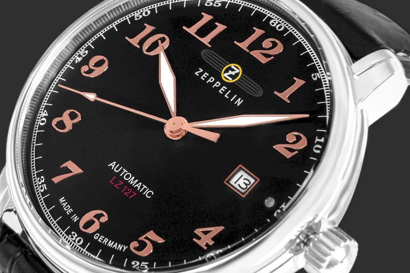 Zeppelin LZ 127 Graf Zeppelin Automatic Men’s Watch 40mm Black Dial Black Leather Strap